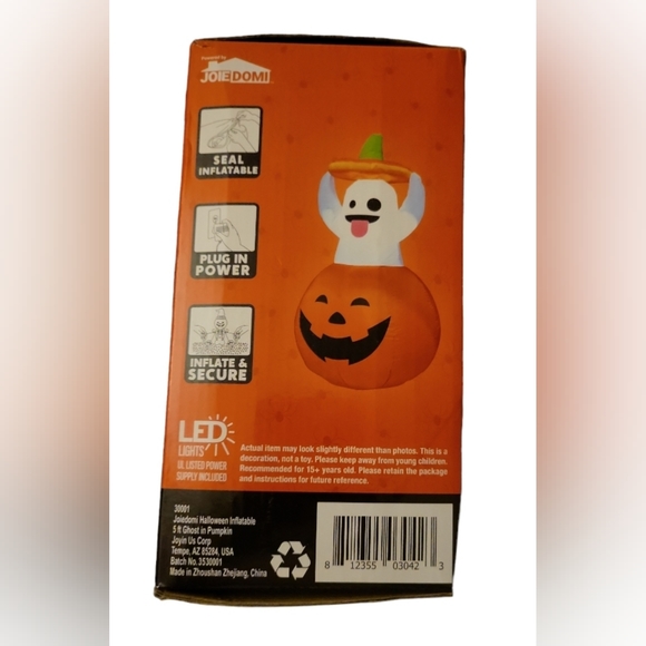 Joiedomi 5 FT Halloween Inflatable Ghost in Pumpkin with Build-in LEDs Blow Up I - Picture 8 of 10